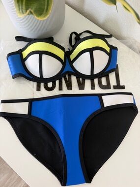 triangl swimwear Colorblock Bikini Top & Bottom in Blue, Yellow, White, Black